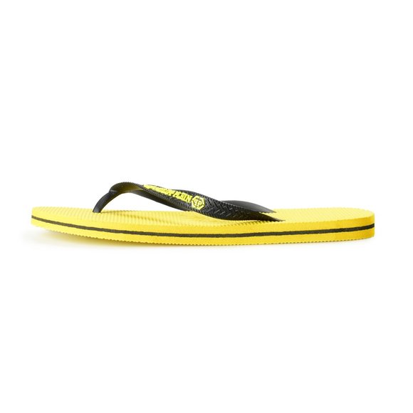 Philipp Plein Men\'s Yellow/Black Rubber Logo Print Flip Flops Shoes main image 8